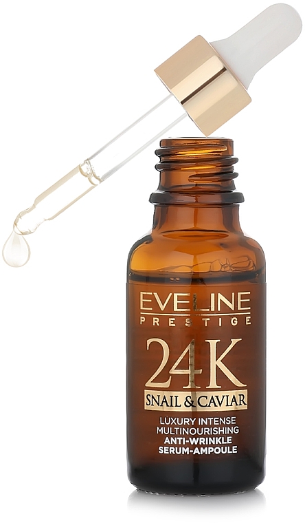 Сыворотка для лица - Eveline Prestige 24k Snail & Caviar Anti-Wrinkle Serum-Ampoule — фото N4