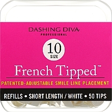 Типсы короткие "Френч" - Dashing Diva French Tipped Short White 50 Tips (Size -10) — фото N1