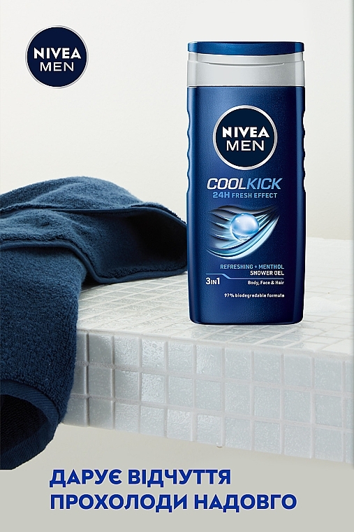 УЦЕНКА Гель для душа 3в1 - NIVEA MEN Cool Kick Shower Gel * — фото N3