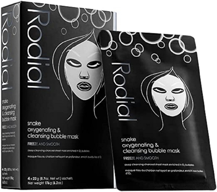 Тканевая пузырьковая маска для лица с древесным углем - Rodial Snake Oxygenating & Cleansing Bubble Sheet Mask — фото 4x22g