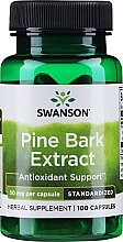 Парфумерія, косметика Дієтична добавка "Екстракт соснової кори", 50 мг, 100 шт. - Swanson Pine Bark Extract