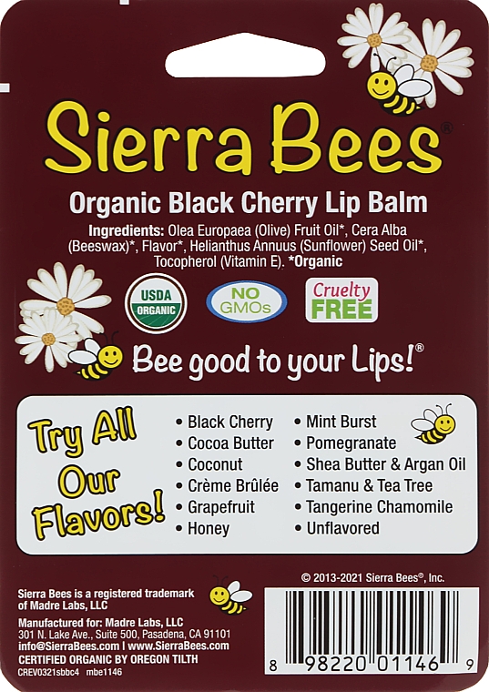 Набор бальзамов для губ "Черная вишня" - Sierra Bees (lip/balm/4x4,25g) — фото N2