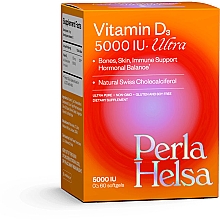 Парфумерія, косметика Вітамін Д3 5000 IU, 60 капсул - Perla Helsa Vitamin D3 5000 UI Ultra Dietary Supplement