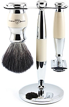 Духи, Парфюмерия, косметика Набор для бритья - Edwin Jagger Imitation Ivory & Chrome 3 Piece DE Set Black Synthetic