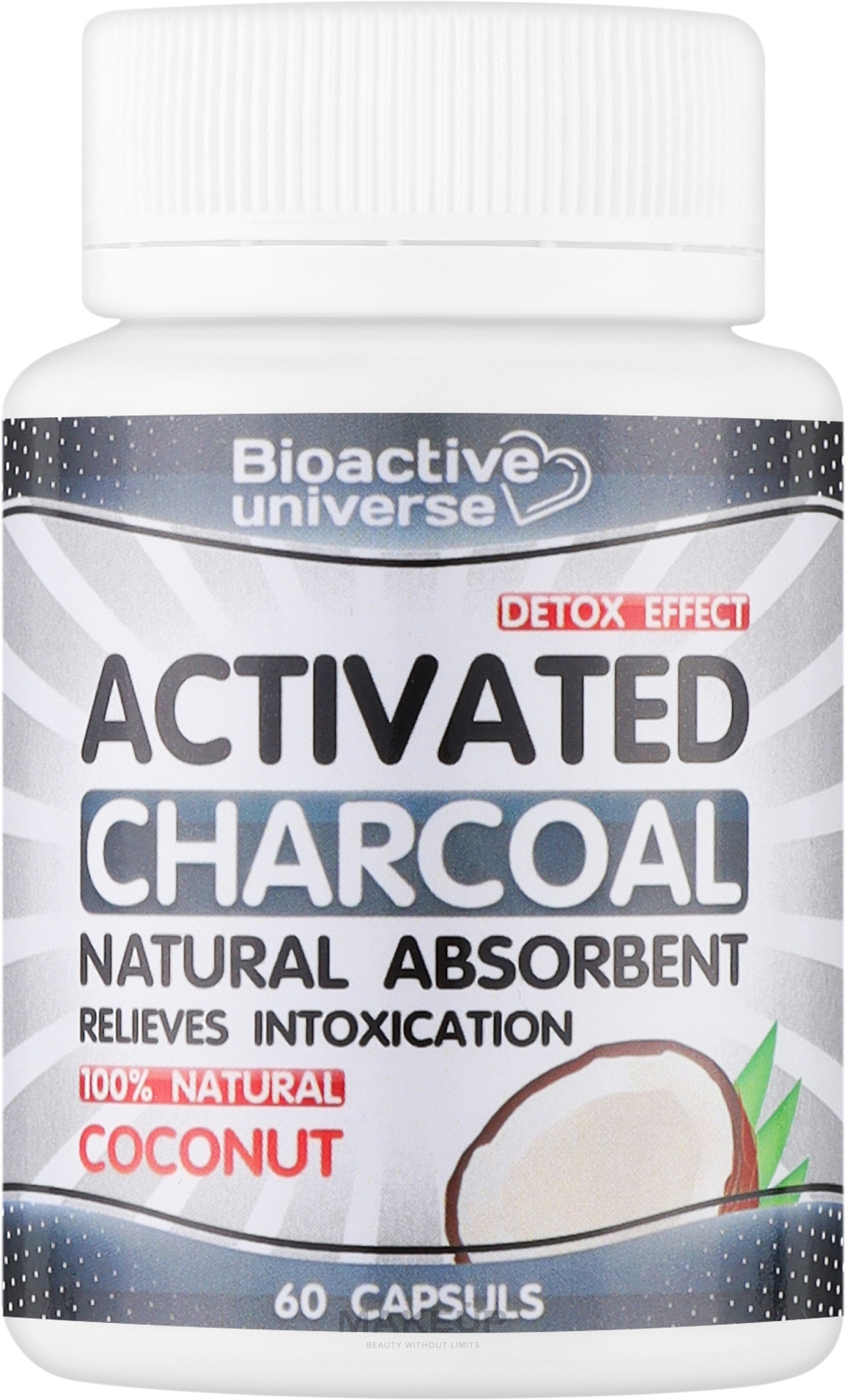 Кокосовый активированный уголь в капсулах - Bioactive Universe Activated Charcoal — фото 60шт