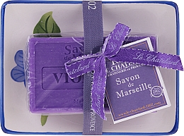 Парфумерія, косметика Натуральне мило з керамічною мильницею - Le Chatelard Violet Soap