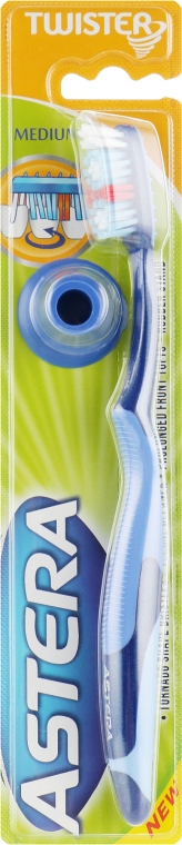 Зубная щетка средней жесткости, голубая - Astera Twister Toothbrush (Medium) — фото N1