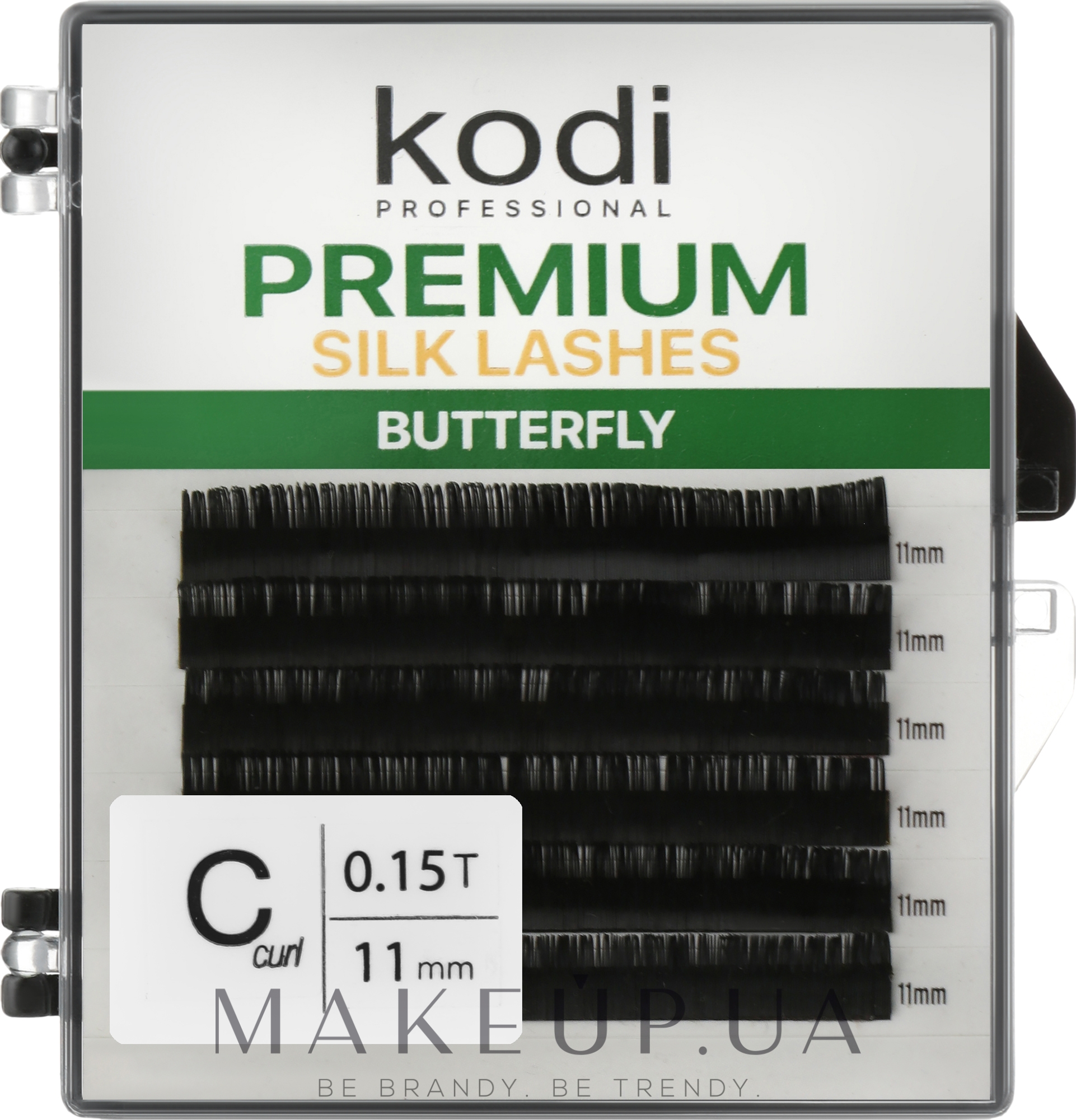 Накладні вії Butterfly Green C 0.15 (6 рядів: 11 мм) - Kodi Professional — фото 1уп