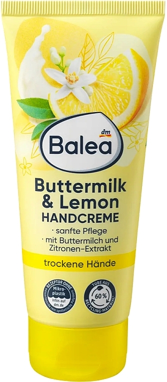 Крем для рук з лимонною олією - Balea Hand Creme Buttermilk & Lemon — фото N1