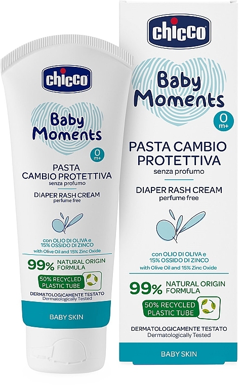 Крем защитный под подгузник с цинком и пантенолом - Chicco Baby Moments — фото N2