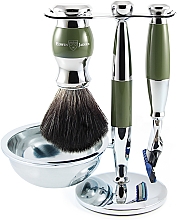 Духи, Парфюмерия, косметика Набор для бритья - Edwin Jagger Green & Chrome 4 Piece Fusion Set Black Synthetic