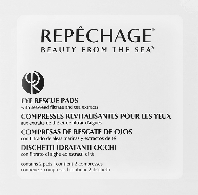 Патчі під очі з фільтратом морських водоростей і екстрактами чаю - Repechage Beauty From The Sea Eye Rescue Pads with Seaweed Filtrate and Tea Extracts (саше) — фото N1