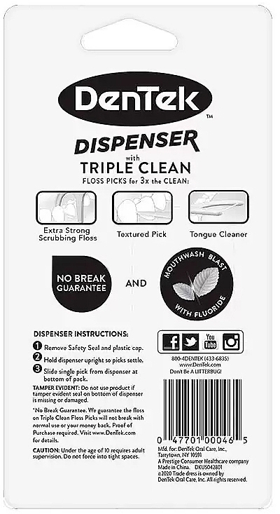 Флос-зубочистки з диспенсером "Потрійне очищення" - DenTek Dispenser — фото N2