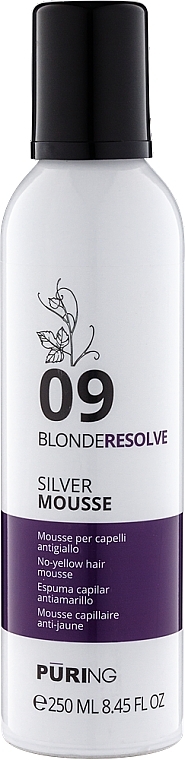 Мус антижовтий для світлого волосся - Puring 09 Blonde Resolve Silver Mousse — фото N1