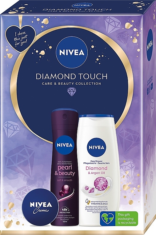 Набор - Nivea Diamond Touch Set (deo/150ml + sh/gel/250ml + b/cr/30ml) — фото N1