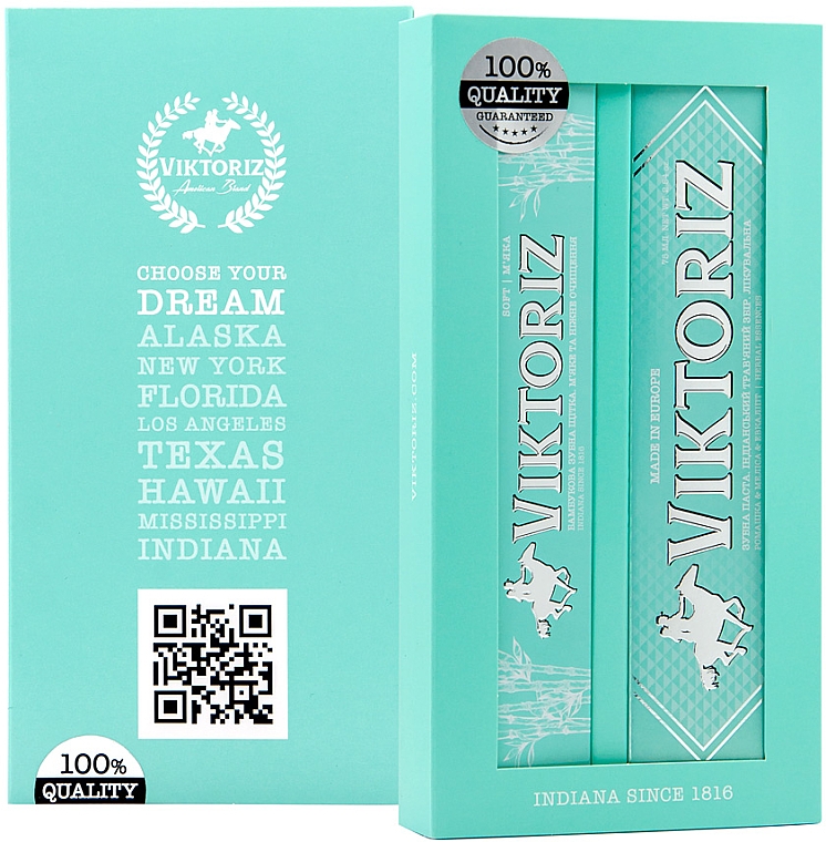 Набір "Лікувальний" - Viktoriz Indiana Gift Set (toothpaste/100ml + toothbrush/1pcs) — фото N2
