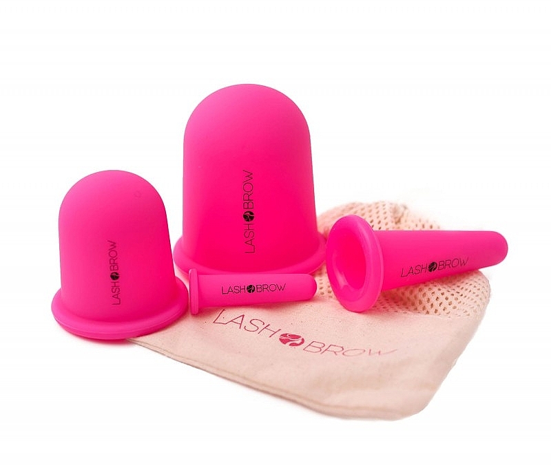Набор силиконовых массажных банок для тела, розовые, S/M/L/XL - Lash Brown — фото N1
