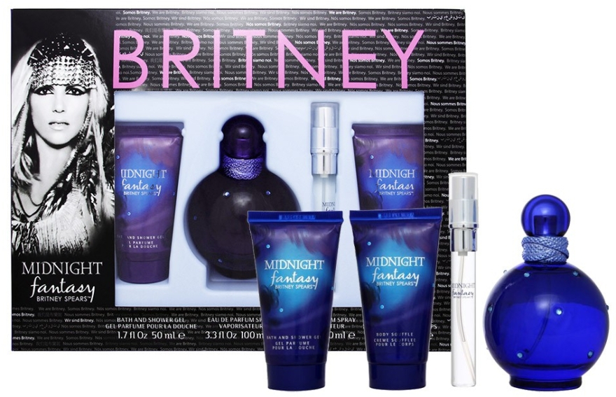 Britney Spears Midnight Fantasy - Набор (edp/100ml + b/cr 50ml + sh/g/50ml + edp/10ml)