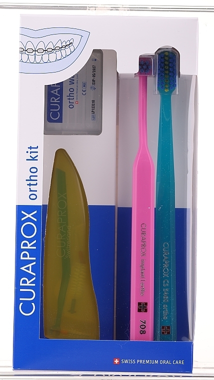 Набор "Ortho Kit" 10 - Curaprox (brush/1pcs + brushes 07,14,18/3pcs + UHS/1pcs + orthod/wax/1pcs + box) — фото N1