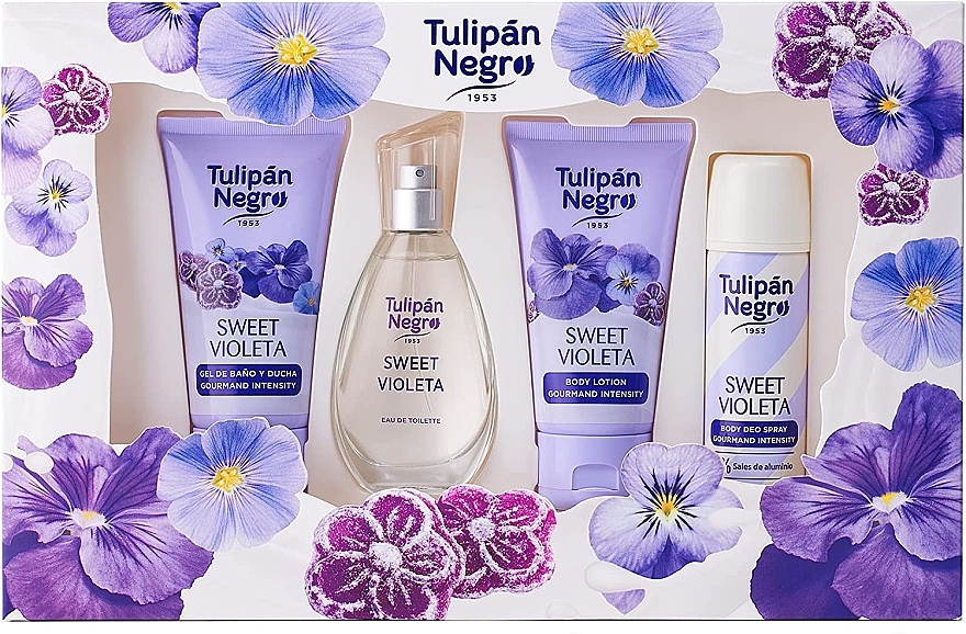 Tulipan Negro Sweet Violeta - Набір (edt/50ml + b/lot/75ml + sh/gel/75ml + deo/50ml) — фото N1