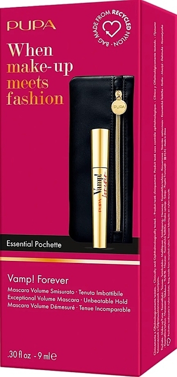 Набор - Pupa Vamp! Forever Gold Edition (mascara/9ml + essential/pouch) — фото N2