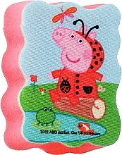 Мочалка банная детская "Свинка Пеппа", Пеппа в костюме божьей коровки, красная - Suavipiel Peppa Pig Bath Sponge — фото N1