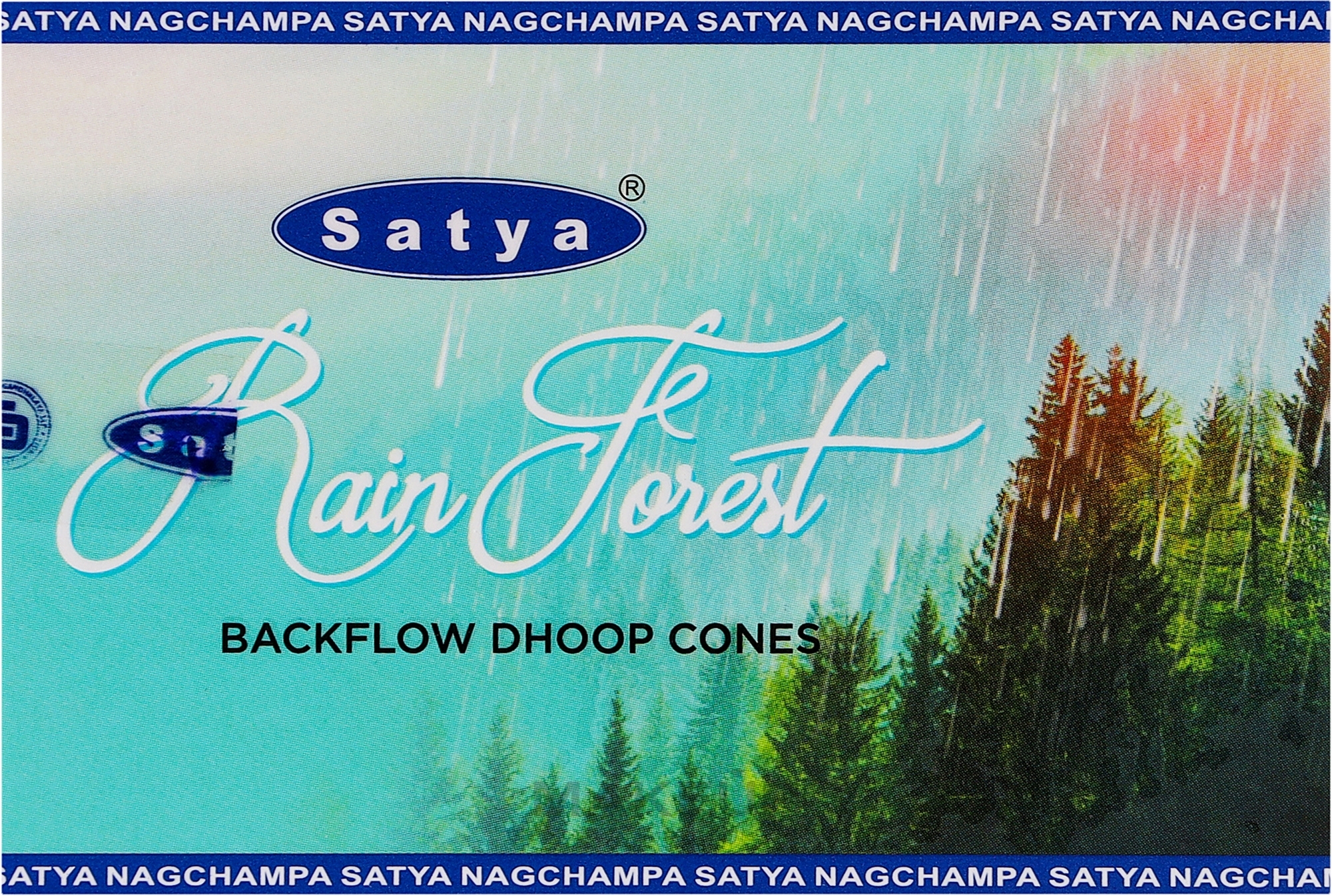 Стелющиеся дымные благовония конусы "Дождливый лес" - Satya Rain Forest Backflow Dhoop Cones — фото 10шт
