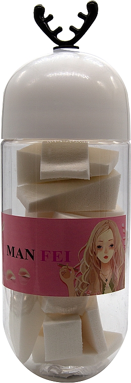 Набор латексных спонжей для макияжа в банке, белые - Man Fei — фото N1