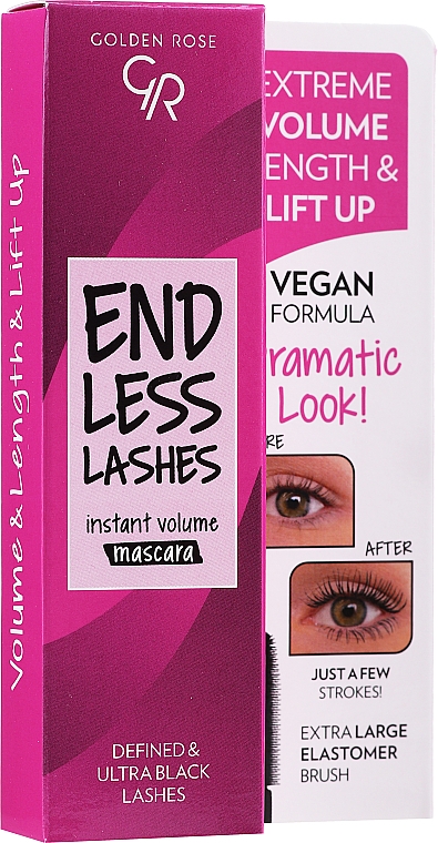 Тушь для ресниц, в блистере - Golden Rose End Less Lashes Instant Volume Mascara — фото N1