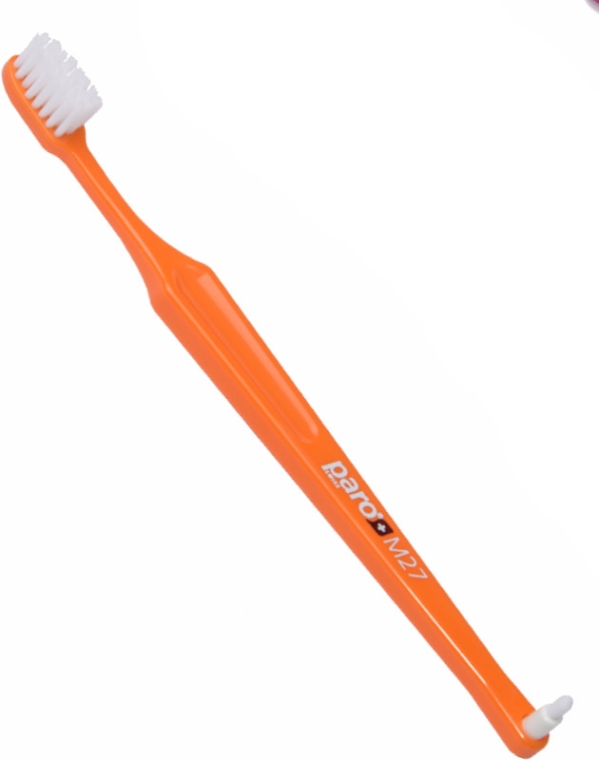 Детская зубная щетка, с монопучковой насадкой, мягкая, оранжевая - Paro Swiss S27 (полиэтиленовая упаковка) — фото N2