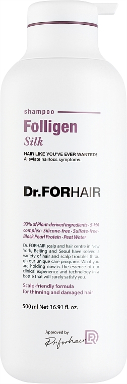 Шампунь для поврежденных волос - Dr.FORHAIR Folligen Silk Shampoo