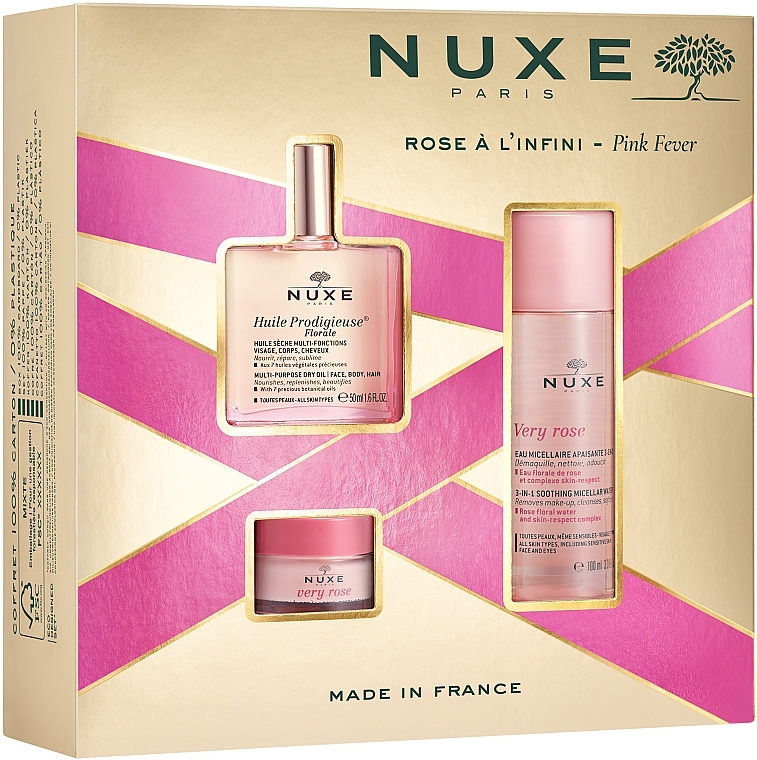 Набір - Nuxe Pink Fever (oil/50ml + micel/water/100ml + lip/balm/15g) — фото N1