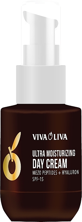 Денний крем для обличчя "Ультра зволоження" - Viva Oliva Mezo Peptides + Hyaluron Day Cream Ultra Moisturizing SPF 15