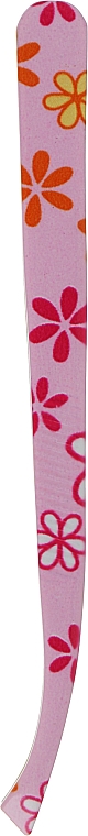 Пинцет профессиональный скошенный P-20, розовый с цветами - Beauty LUXURY — фото N1