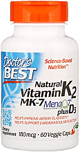 Парфумерія, косметика Натуральний вітамін K2 MK-7 с MenaQ7 і вітаміном D3, 180 мкг, капсули - Doctor's Best
