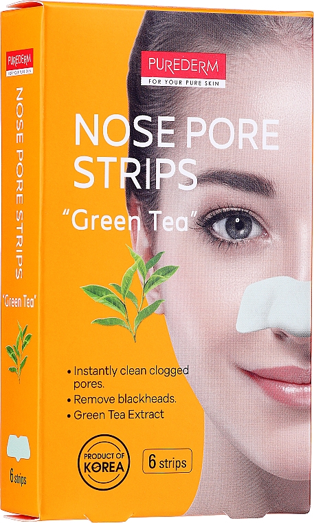 Смужки для носа "Зелений чай" - Purederm Nose Pore Strips — фото N1