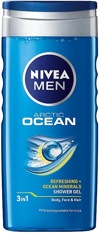 Гель для душу 3в1 для тіла, обличчя та волосся - NIVEA MEN Arctic Ocean Shower Gel — фото N1