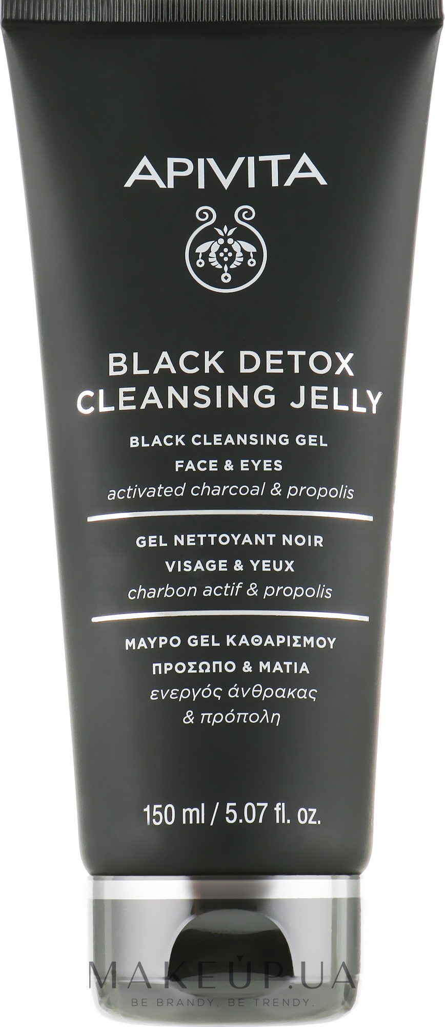 Черный очищающий гель для лица и глаз - Apivita Black Detox Cleansing Jelly — фото 150ml