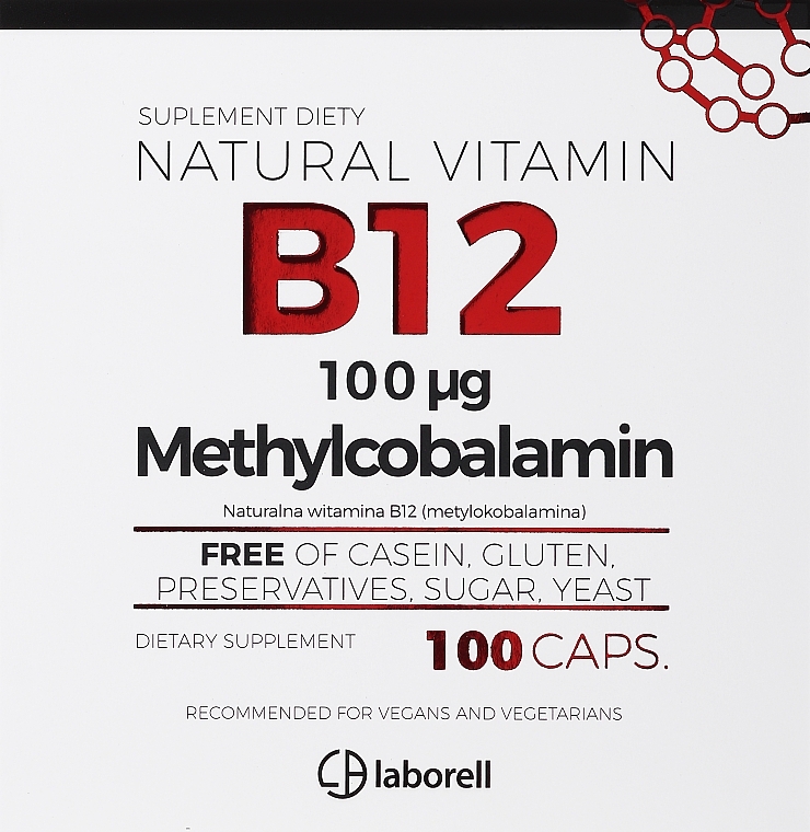 Пищевая добавка "Витамин B12 100 mcg", в капсулах - Laborell — фото N1