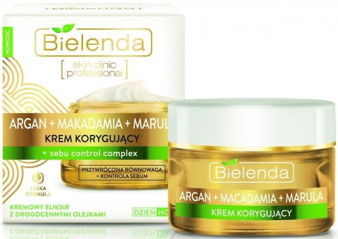 Крем для лица с комплексом "Акне-контроль" - Bielenda Argan Face Oils Argan + Macadamia + Marula Correcting Cream + Sebu Control Complex Day & Night