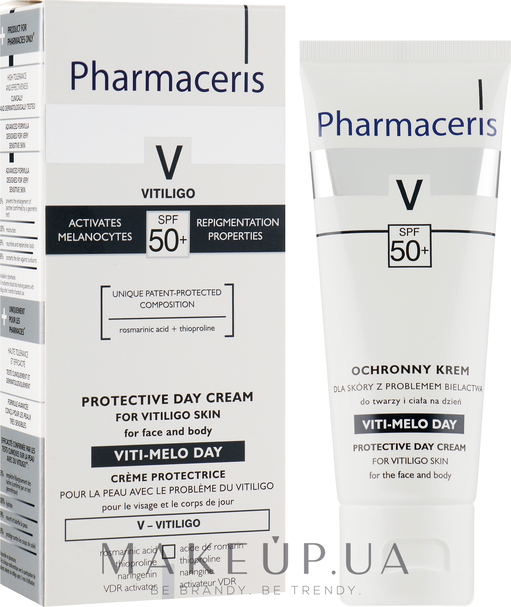 Захисний денний крем для обличчя і тіла для шкіри з вітіліго - Pharmaceris V Protective Day Cream for Vitiligo Skin SPF 50+ — фото 75ml