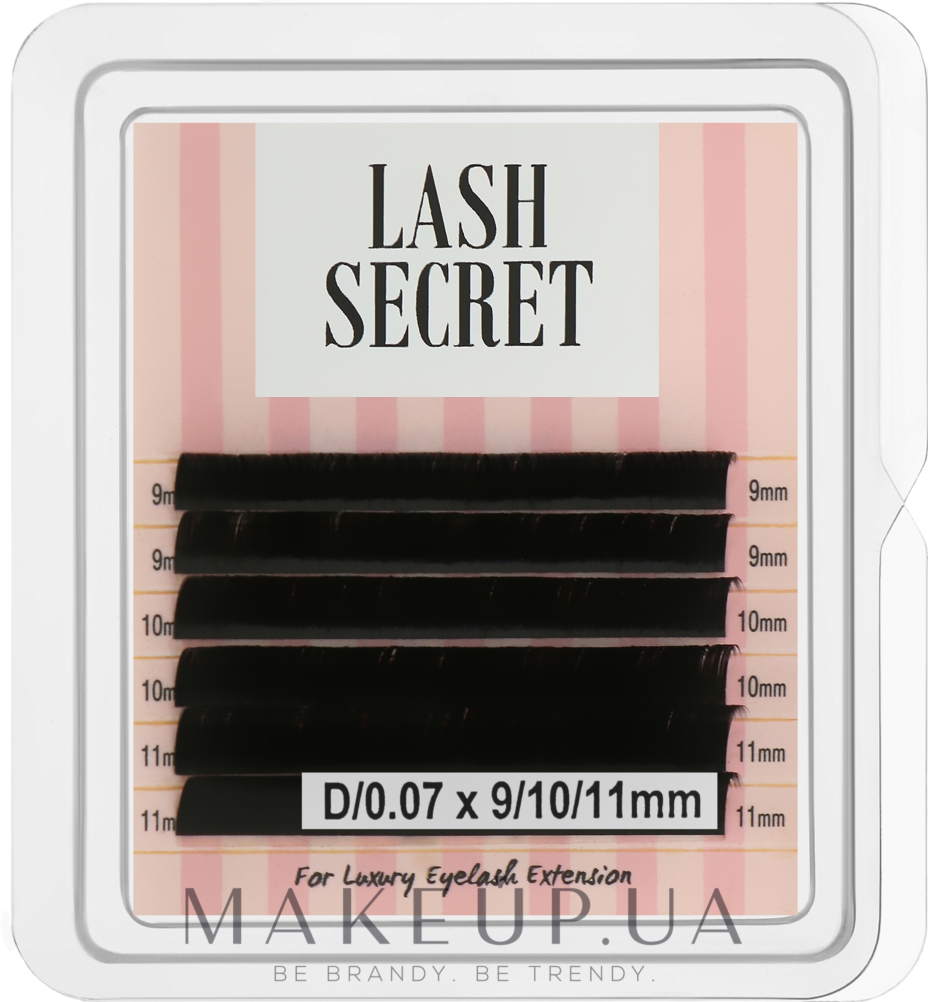 Накладные ресницы, черные, микс, 6 линий (0.07, D, (9,10,11)) - Lash Secret — фото 1уп