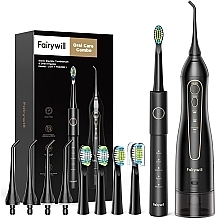 Духи, Парфюмерия, косметика Набор, черный - Fairywill E11 Black + F5020E (elect/toothbrush/1pcs + irrigator/1pcs)