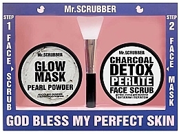 Духи, Парфюмерия, косметика Набор - Mr.Scrubber Perfect Skin. Detox (f/scrub/50ml + f/mask/50ml + acc/1pcs)