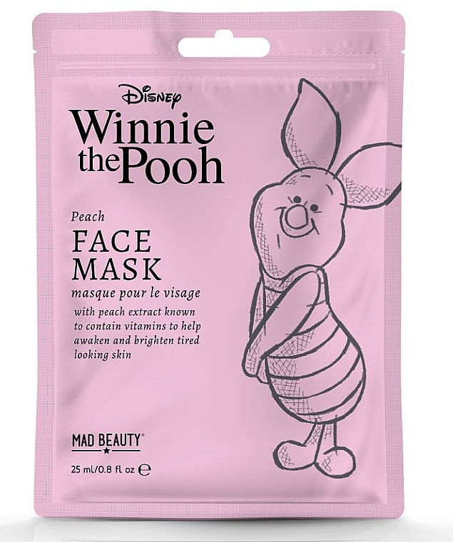 Маска для обличчя "Персик" - Mad Beauty Disney Winnie The Pooh Piglet Sheet Mask — фото N1