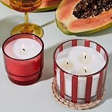 Ароматическая свеча в стакане, 3 фитиля - Paddywax Al Fresco Striped Glass Candle Rosewood Vanilla — фото N2