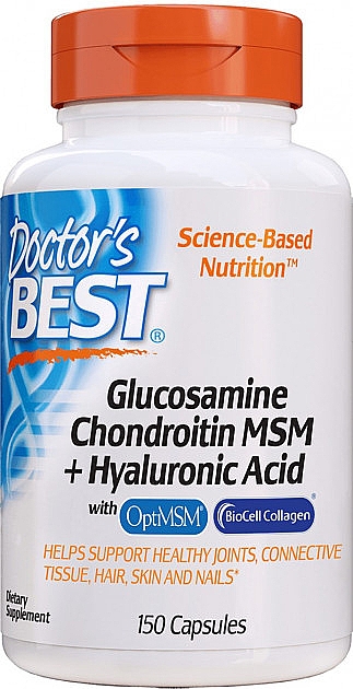 Глюкозамин хондроитин МСМ и гиалуроновая кислота - Doctor's Best Glucosamine Chondroitin MSM + Hyaluronic Acid — фото N1