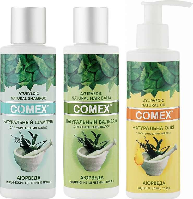 УЦЕНКА Набор "Комплексный уход за волосами" - Comex Ayurvedic Natural (smh/150ml + balm/150ml + oil/150ml) * — фото N2