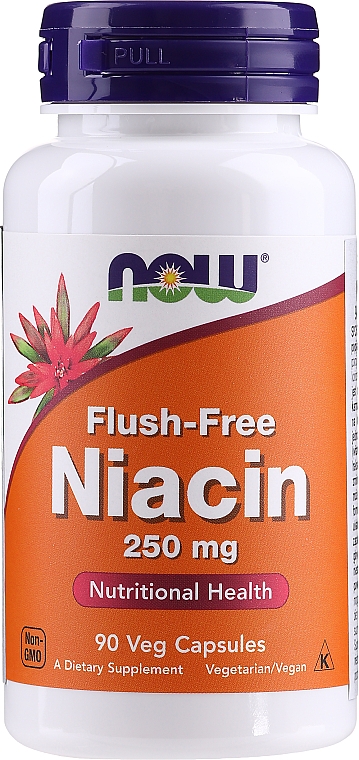 Харчова добавка "Ніацин (Вітамін В3)", 250 мг - Now Foods Flush-Free Niacin — фото N1