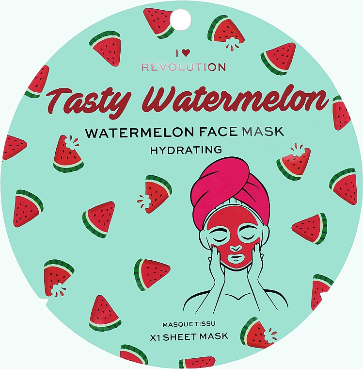 Зволожувальна тканинна маска - I Heart Revolution Watermelon Hydrating Printed Sheet Mask — фото N1
